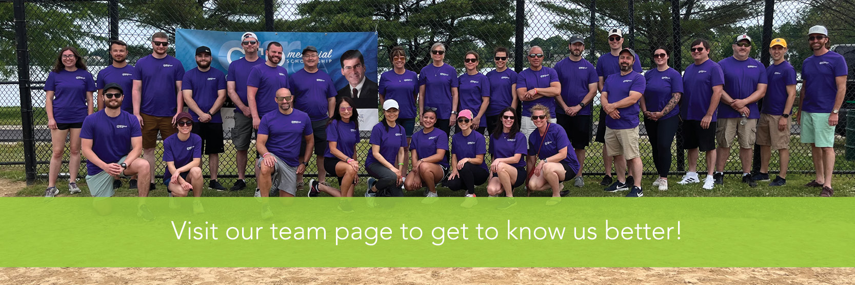 Team photo with Caption: Visit our team page to get to know us better